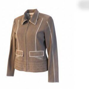 Abandon Women’s Suede Jacket Size Small Gray Zip Up Pockets Fully Lined NEW